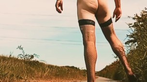 Strip on cycle path with fishnets on