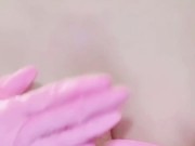 ディルドでヌルヌル ゴム手でパイずり　おちんちんが欲しくてたまらない美巨乳変態お 1/16