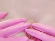 ディルドでヌルヌル ゴム手でパイずり　おちんちんが欲しくてたまらない美巨乳変態お 10/16