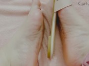 Blonde licks her own toe with feet play!  2/16