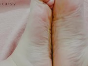 Blonde licks her own toe with feet play!  7/16