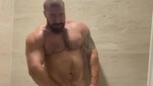 Thick Dick Bodybuilder Hard & Oozing In Shower Hot Hairy Beefy Alpha Musclebear Cocky Show Off Flex