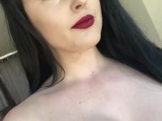 Casually smoking a cork cigarette with dark lipstick on 11/16