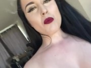 Casually smoking a cork cigarette with dark lipstick on 3/16