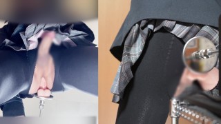 JK制服の男の娘が立ちバックでピストンマシーンに刺され連続射精 #女装 ...