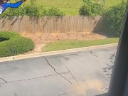 Stroking my dick while the highway watches