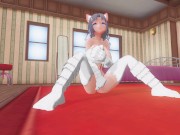 3D HENTAI Yumi strokes her pussy with her paws