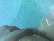 Swimming pool jet on my jiggling fat white thighs and pussy underwater feels gooood!