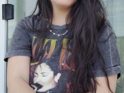 Ally Lust smoking in public, flash at the end. 12/16