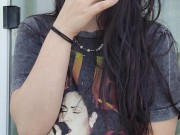 Ally Lust smoking in public, flash at the end.