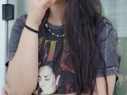 Ally Lust smoking in public, flash at the end. 4/16