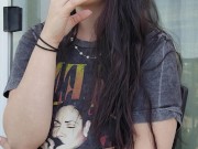 Ally Lust smoking in public, flash at the end. 7/16