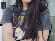 Ally Lust smoking in public, flash at the end. 9/16