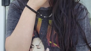 Ally Lust smoking in public, flash at the end.