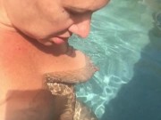 Underwater anal bubble wand toy play with pool jet hitting my hairy pussy, eye rolling orgasms 11/16