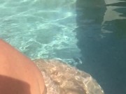 Underwater anal bubble wand toy play with pool jet hitting my hairy pussy, eye rolling orgasms 13/16