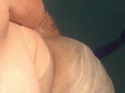 Underwater anal bubble wand toy play with pool jet hitting my hairy pussy, eye rolling orgasms 14/16