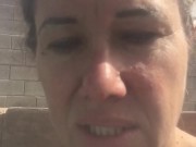 Underwater anal bubble wand toy play with pool jet hitting my hairy pussy, eye rolling orgasms 15/16