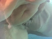 Underwater anal bubble wand toy play with pool jet hitting my hairy pussy, eye rolling orgasms 3/16