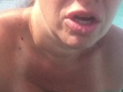 Underwater anal bubble wand toy play with pool jet hitting my hairy pussy, eye rolling orgasms 4/16