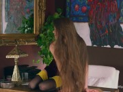 WOWGIRLS Amazing Leona Mia getting thirsty and then playing with herself on the table 12/16