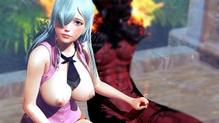 Demônio foda duro na boca da princesa Elizabeth