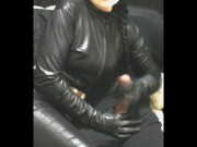 smoking wife in leather gloves and catsuit fucking handjob cumshot promo 14/16