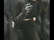 smoking wife in leather gloves and catsuit fucking handjob cumshot promo 5/16