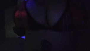POV tease, big tits BBW bounces for the camera 