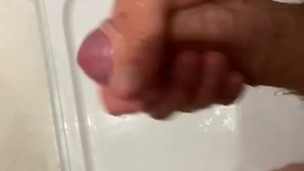 Morning cock play in the shower