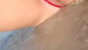 Microbikini open pussy lips at public beach! 