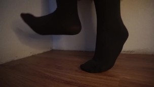 Foot Fetish Play with Dildos - First Time - Stockings and Fishnets