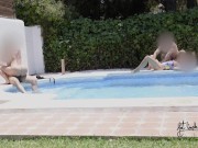 Having fun in a pool of a swinger club!! 13/16