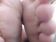 Smoking in a public garden tits outside and feet in flip flops 16/16