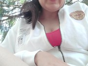 Smoking in a public garden tits outside and feet in flip flops 5/16