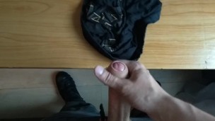 Jerking my Veiny cock and cumming on underwear