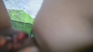 Amateur Milf BadTaha pissing on the stone