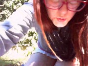 Sensational pee in a public garden without panties under a beautiful white skirt 14/16