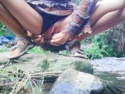 Shameless stops on the road by a stream to pee and change her menstrual cup - almost caught by 10/16