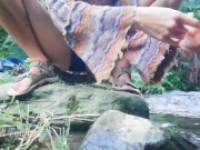 Shameless stops on the road by a stream to pee and change her menstrual cup - almost caught by 16/16