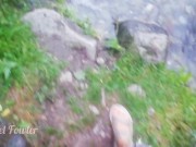 Shameless stops on the road by a stream to pee and change her menstrual cup - almost caught by 4/16