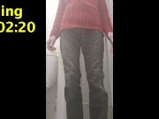 Amateur teen pees black jeans