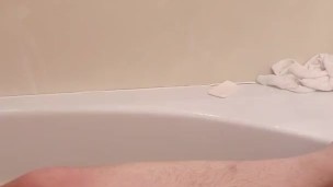 PREGNANT chunky FTM humps bath jets to cum HARD while masturbating, moans and shakes during orgasm