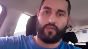 Guy Interview car blue t-shirt