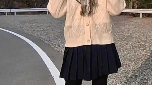 ジェイケイ女装 モロダシ散歩 school uniform
