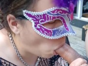 Exhibitionist wife sucks cock while neighbors watch 14/16