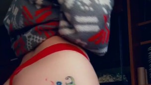 Teasing You In Sexy Red Thong & Cozy Sweater