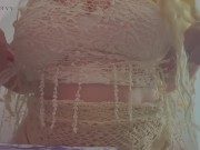 Blonde Carlycurvy playing with body and getting wet while doing art!  1/16