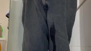 Trying blue jeans