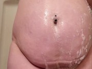 Shower time with pregnant and big boobs 